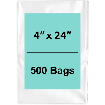 Clear poly bags 1.5 Mil 4"x24" LDPE 500 Bags